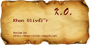 Khon Olivér névjegykártya